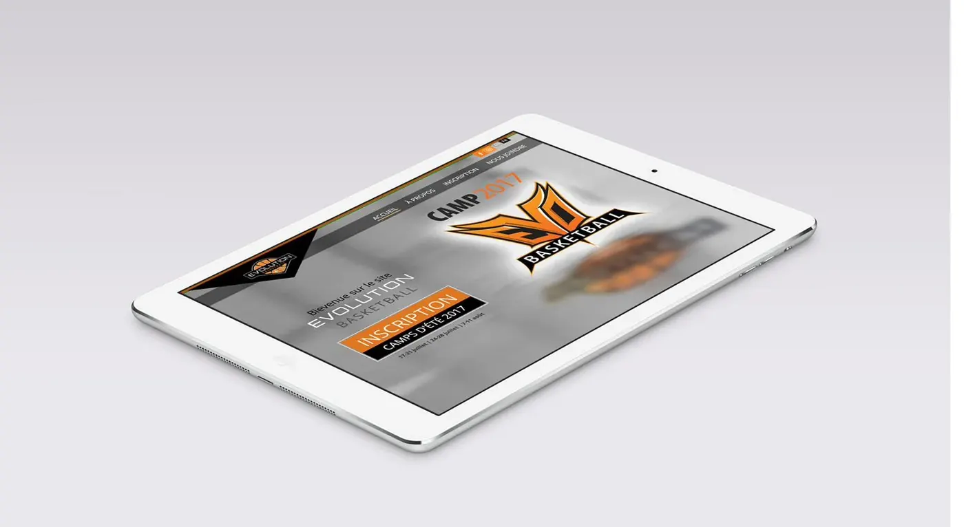 Tablet showing the summer camp 2017 home page.